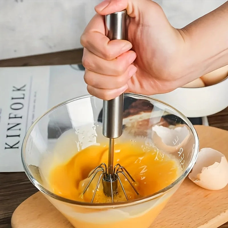Effortless Egg Beating: Durable Stainless Steel Semi-Automatic Mixer for Perfect Kitchen Baking