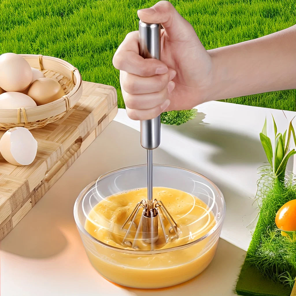 Effortless Egg Beating: Durable Stainless Steel Semi-Automatic Mixer for Perfect Kitchen Baking