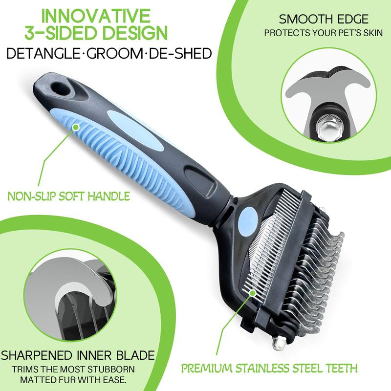 Ultimate Grooming Tool for Pets: Dematting Comb and Fur Cutter for Cats and Dogs - Gentle, Tangle-Free, and Easy Fur Removal