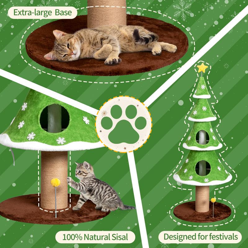 Turn Your Cat into a Festive Feline with the 59-Inch Tall Christmas Tree Cat Tower: Cozy Condos, Scratchy Posts, and Plenty of Cat-tastic Fun!