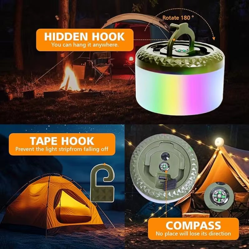 Camping Light String Outdoor Light String Durable Waterproof USB Charging Portable Camping Light Suitable for Courtyard Hiking