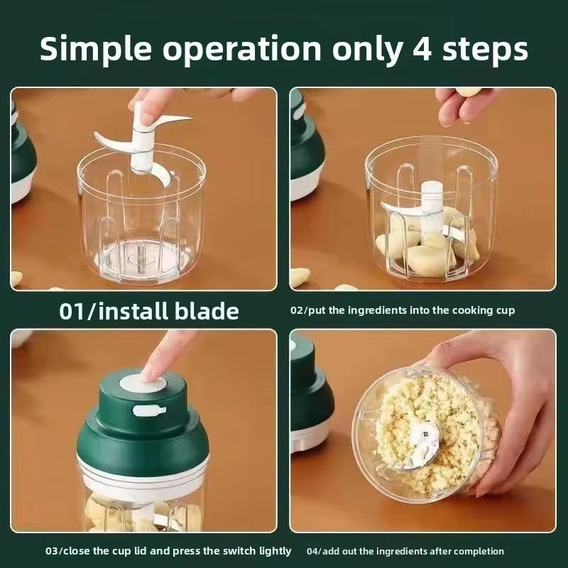 Effortless Meal Prep with the Mini Electric Garlic Chopper & Meat Grinder - Versatile, Durable, and Perfect for Baby Food!