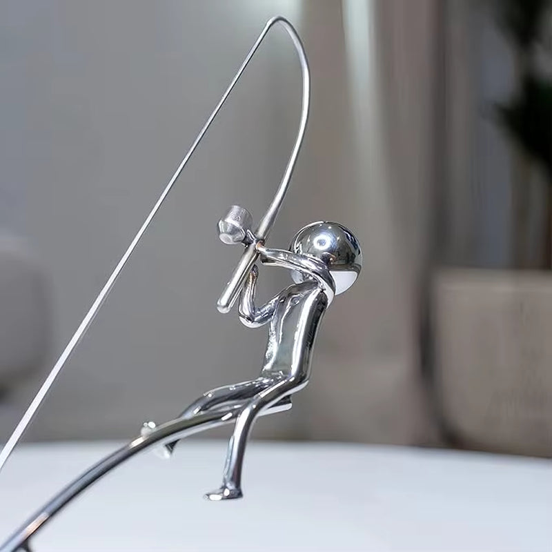 The Perfect Fisherman Balancing Sculpture: Metal Statue Handicraft for Angler Enthusiasts - Ideal Home Desktop Decor