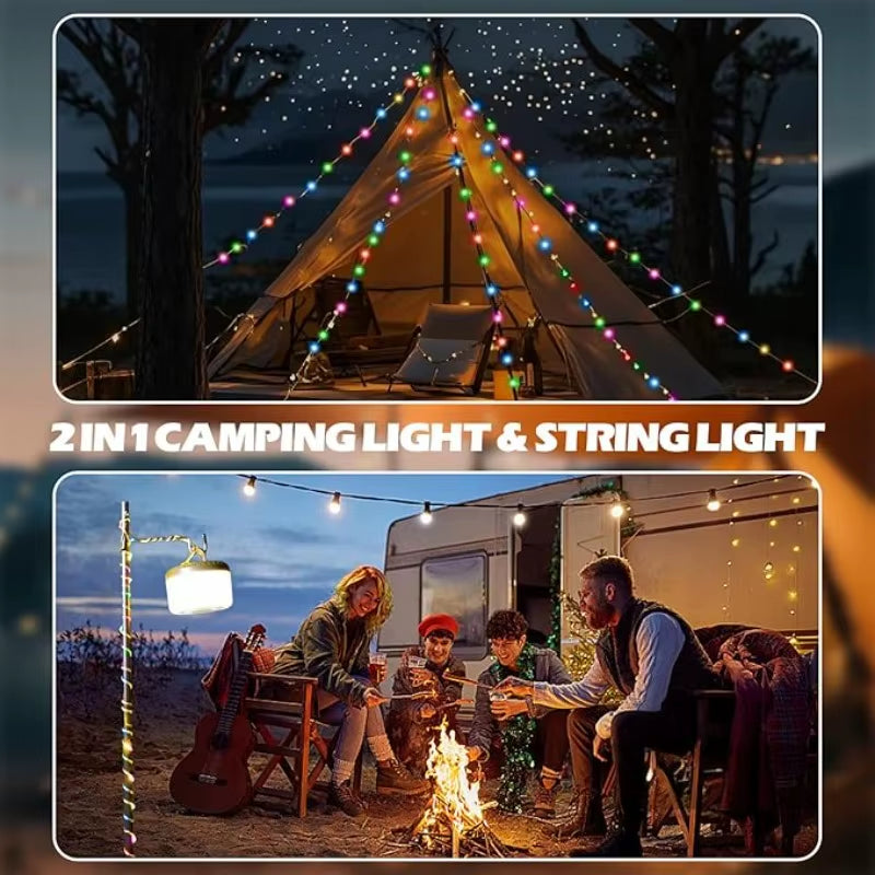 Camping Light String Outdoor Light String Durable Waterproof USB Charging Portable Camping Light Suitable for Courtyard Hiking