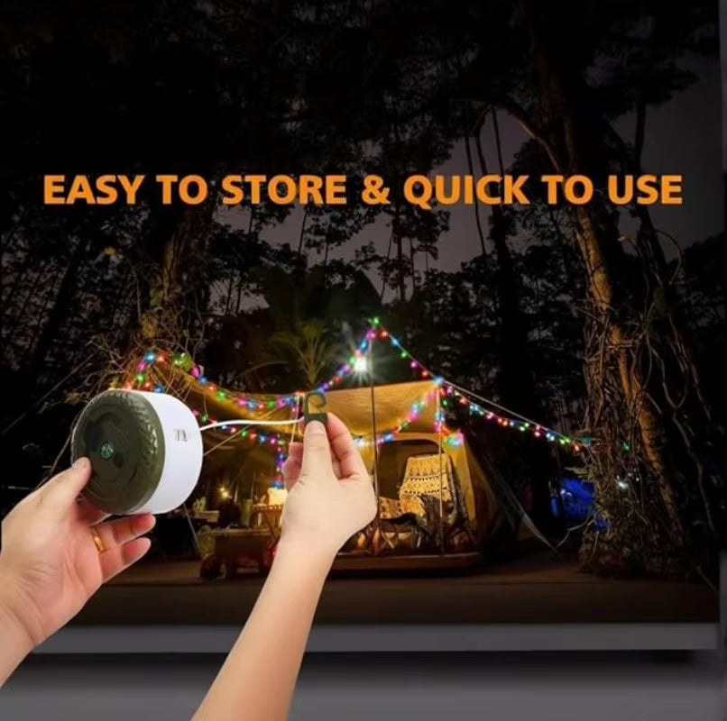 Camping Light String Outdoor Light String Durable Waterproof USB Charging Portable Camping Light Suitable for Courtyard Hiking
