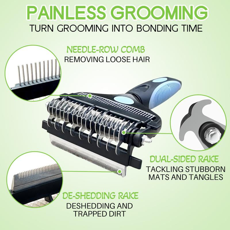 Ultimate Grooming Tool for Pets: Dematting Comb and Fur Cutter for Cats and Dogs - Gentle, Tangle-Free, and Easy Fur Removal