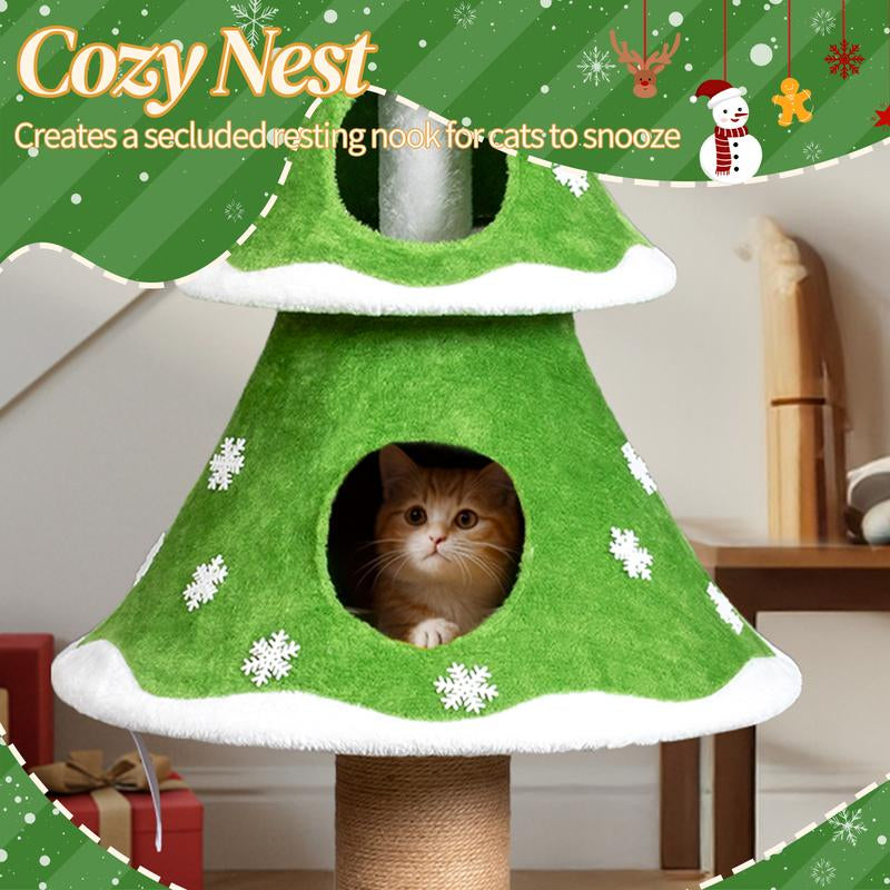 Turn Your Cat into a Festive Feline with the 59-Inch Tall Christmas Tree Cat Tower: Cozy Condos, Scratchy Posts, and Plenty of Cat-tastic Fun!