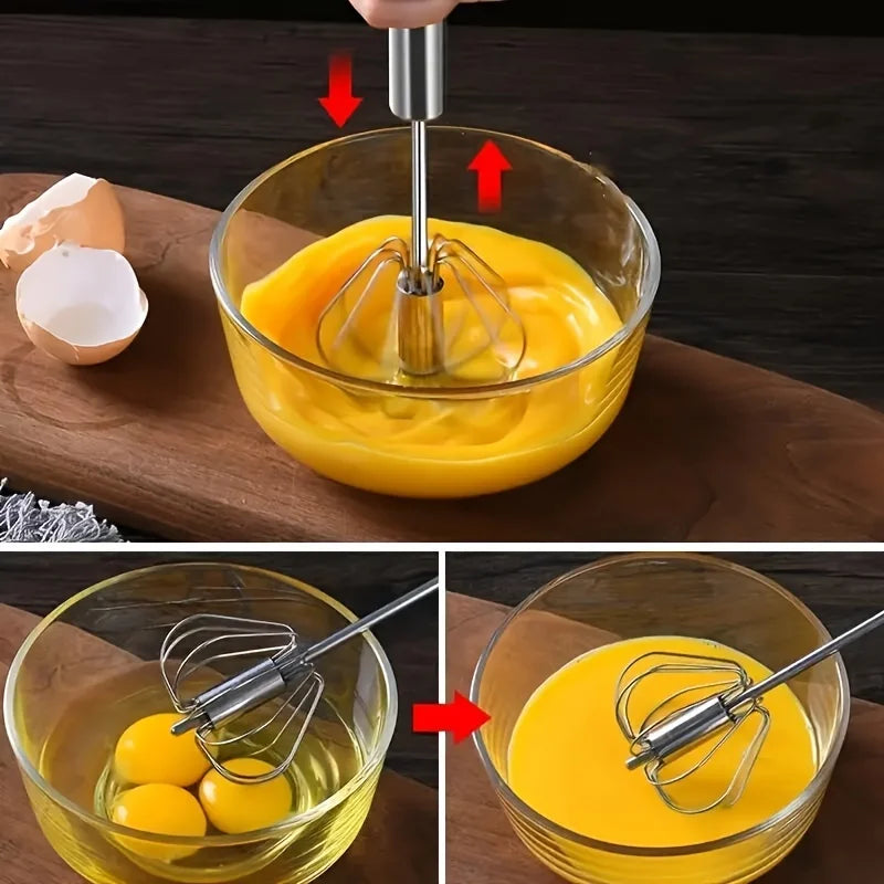 Effortless Egg Beating: Durable Stainless Steel Semi-Automatic Mixer for Perfect Kitchen Baking