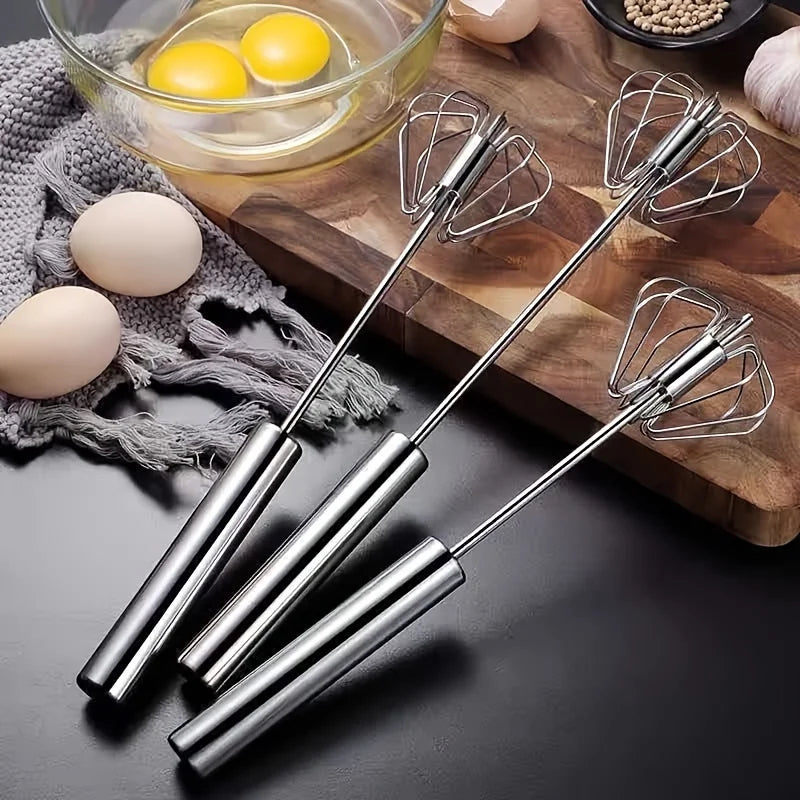Effortless Egg Beating: Durable Stainless Steel Semi-Automatic Mixer for Perfect Kitchen Baking