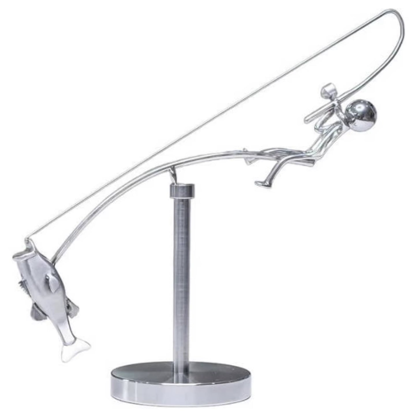 The Perfect Fisherman Balancing Sculpture: Metal Statue Handicraft for Angler Enthusiasts - Ideal Home Desktop Decor