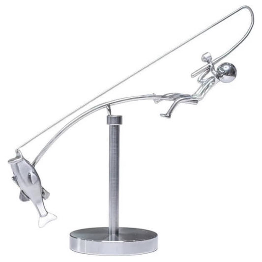 The Perfect Fisherman Balancing Sculpture: Metal Statue Handicraft for Angler Enthusiasts - Ideal Home Desktop Decor