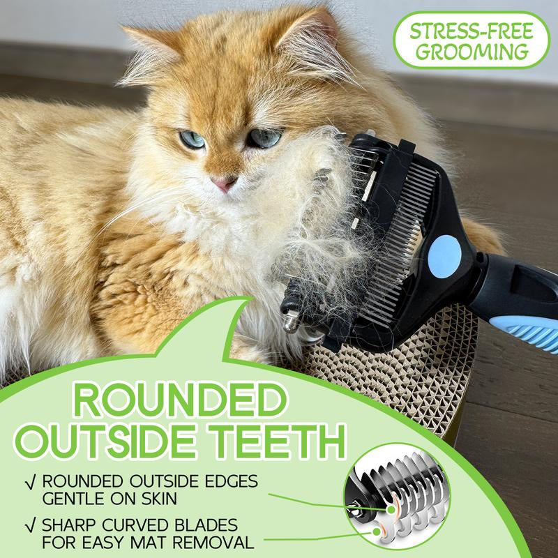 Ultimate Grooming Tool for Pets: Dematting Comb and Fur Cutter for Cats and Dogs - Gentle, Tangle-Free, and Easy Fur Removal