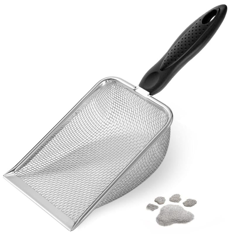 Cat Litter Scoop, Sturdy Litter Cleaner Corner Shovel, Stainless Steel Mesh Litter Shovel, Long Handle Beach Shovel, Pet Supplies, Christmas Gift